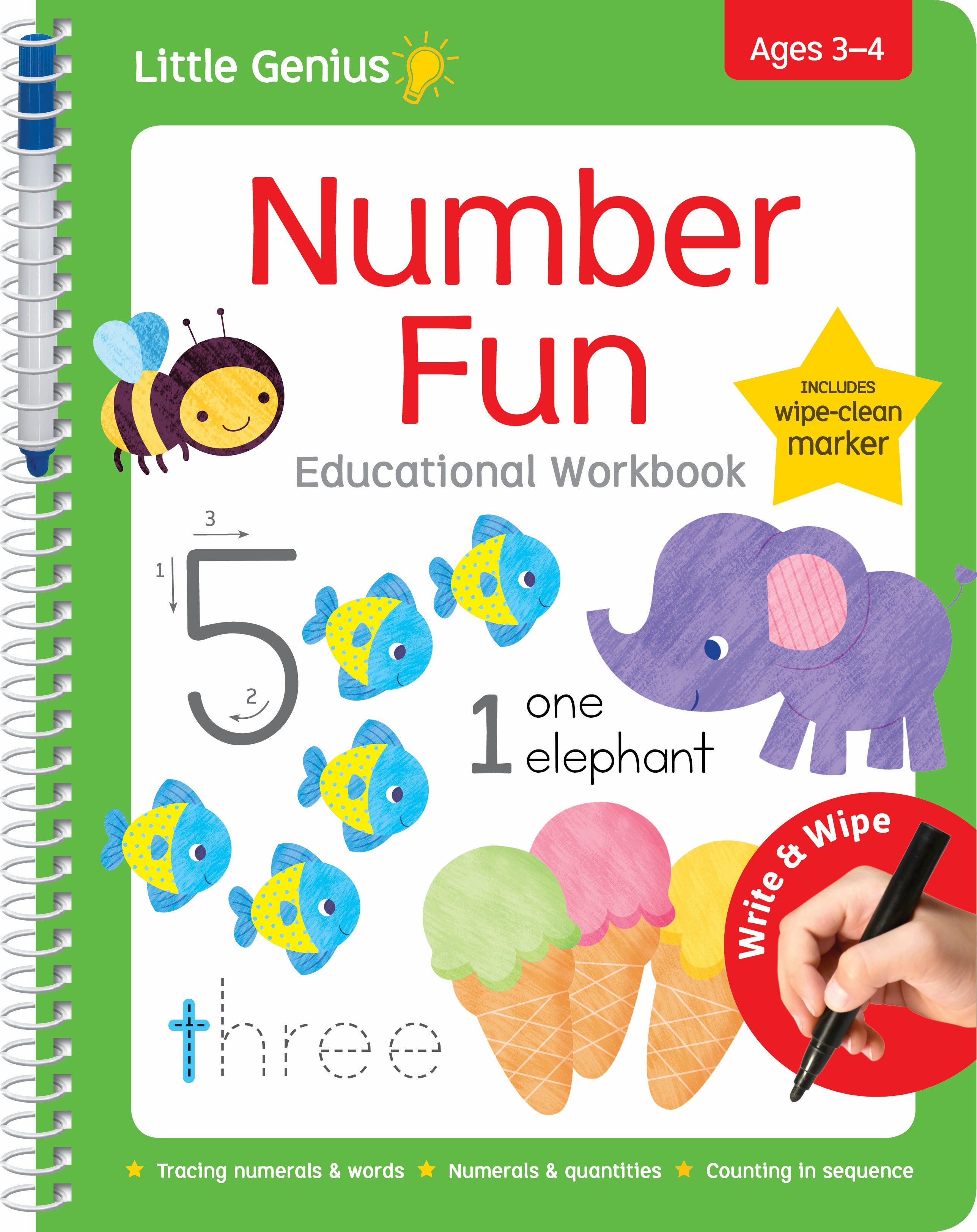 Little Genius Number Fun Wipe Clean Work Book & Pen